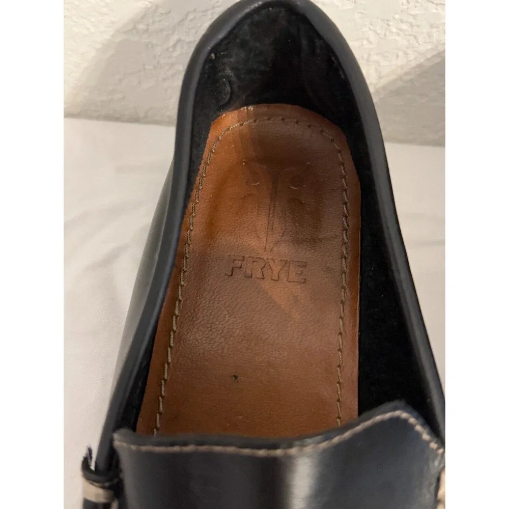 Frye Black Leather‎ Moc Rub Sole Classic Loafer Womein Size 8.5